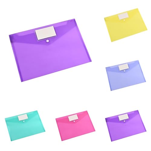5er Set Dokumentenmappe A4, Mappe Mit Etiketten, Farbig Ordner, Bunte PP-Plastik-Dokumententasche für Büroordner und Schreibwarenorganisation 33,7 x 23 cm (F) von Generisch