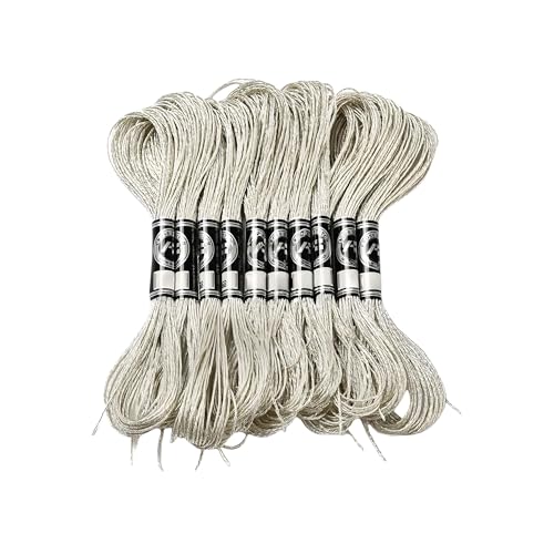 6/24 Stück Metallic-Stickgarn, Glitzer-Strangfäden, DIY-Faden, Kreuzstich, Polyesterfaden for Armbänder, Basteln(6Pcs Beige) von Generisch