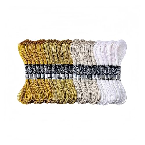 6/24 Stück Metallic-Stickgarn, Glitzer-Strangfäden, DIY-Faden, Kreuzstich, Polyesterfaden for Armbänder, Basteln(6Pcs Gold) von Generisch