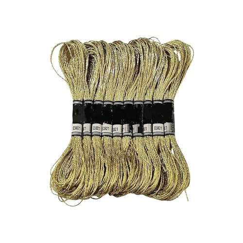 6/24 Stück Metallic-Stickgarn, Glitzer-Strangfäden, DIY-Faden, Kreuzstich, Polyesterfaden for Armbänder, Basteln(6Pcs Khaki) von Generisch