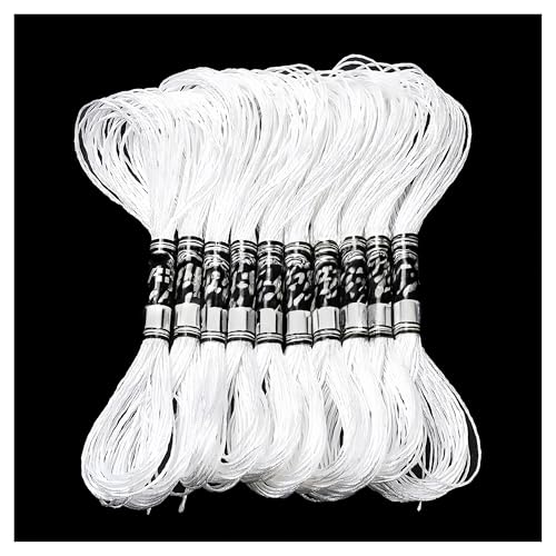 6/24 Stück Metallic-Stickgarn, Glitzer-Strangfäden, DIY-Faden, Kreuzstich, Polyesterfaden for Armbänder, Basteln(6Pcs White) von Generisch