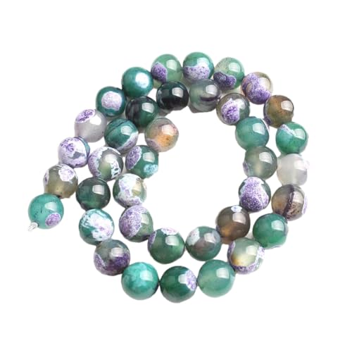 6/8/10 mm Naturstein-Achat-Perlen, rund, lose Perlen für Schmuckherstellung, Zubehör, DIY, Armband, Zubehör, V, 10 mm (ca. 36 Stück) von Generisch