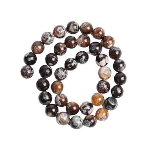 6/8/10 mm Naturstein-Achat-Perlen, rund, lose Perlen für Schmuckherstellung, Zubehör, DIY-Armband, Zubehör, 10 mm (ca. 36 Stück) von Generisch