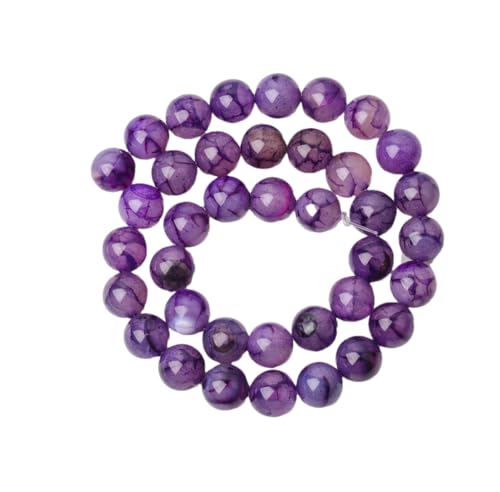 6/8/10 mm Naturstein-Achat-Perlen, rund, lose Perlen für Schmuckherstellung, Zubehör, DIY-Armband, Zubehör, 19 x 10 mm (ca. 36 Stück) von Generisch