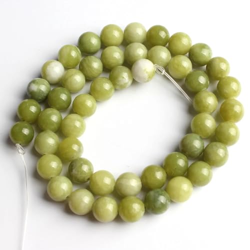 6/8/10 mm Naturstein-Jadeperlen, blau, rund, lose Perlen für Schmuckherstellung, DIY-Charm-Armbänder, 36 mm, 6 mm, 61 Stück von Generisch