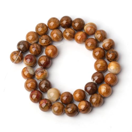 6/8/10 mm Naturstein-Jadeperlen, lose Perlen für Schmuckherstellung, Zubehör, DIY-Charm-Armbänder, 38,1 cm, Gelb, 10 mm (36 Stück) von Generisch