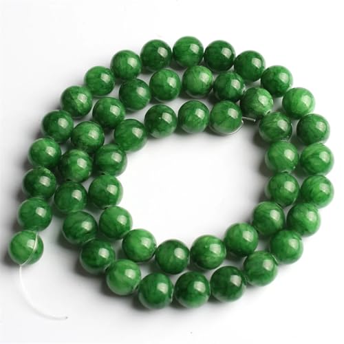 6/8/10 mm Naturstein-Jadeperlen, lose Perlen für Schmuckherstellung, Zubehör, DIY-Charm-Armbänder, 38,1 cm, dunkel EN8, 6 mm (61 Stück) von Generisch