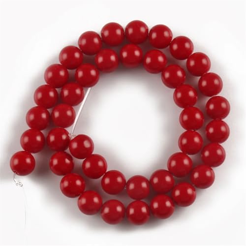 6/8/10 mm Naturstein-Jadeperlen, lose Perlen für Schmuckherstellung, Zubehör, DIY-Charm-Armbänder, 38,1 cm, rot, 8 mm (46 Stück) von Generisch