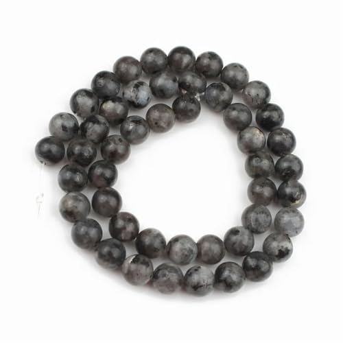 6/8/10 mm Naturstein-Jadeperlen, lose Perlen für Schmuckherstellung, Zubehör, DIY-Charm-Armbänder, 38,1 cm, schwarz, 8 mm (46 Stück) von Generisch