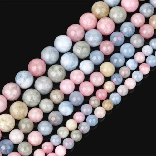 6–10 mm große bunte Chalcedon-Perlen aus Naturstein, rund, lose Perlen zur Schmuckherstellung, 10 mm, ca. 36 Stück von Generisch