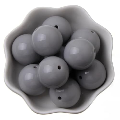 6–20 mm gemischte Acrylperlen, runde Form, Perlen für Schmuckherstellung, handgefertigtes Armband, DIY-Zubehör, Grau, 16 mm, 15 Stück von Generisch