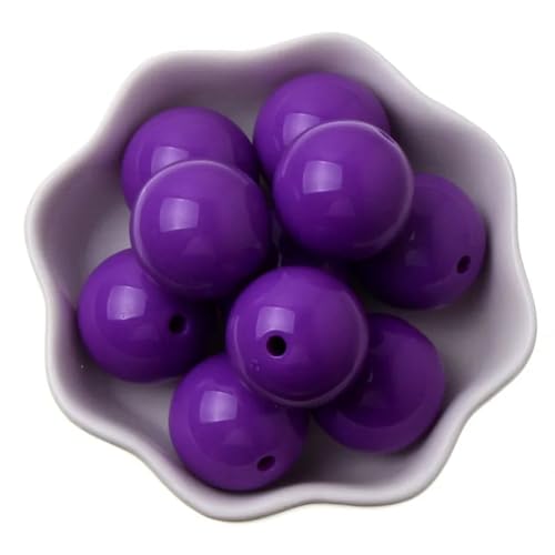 6–20 mm gemischte Acrylperlen, runde Form, Perlen für Schmuckherstellung, handgefertigtes Armband, DIY-Zubehör, Lila, 14 mm, 20 Stück von Generisch