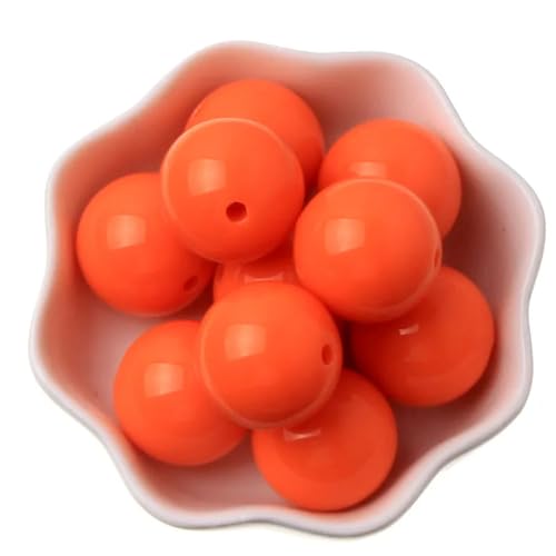 6–20 mm gemischte Acrylperlen, runde Form, Perlen für Schmuckherstellung, handgefertigtes Armband, DIY-Zubehör, Orange, 14 mm, 20 Stück von Generisch