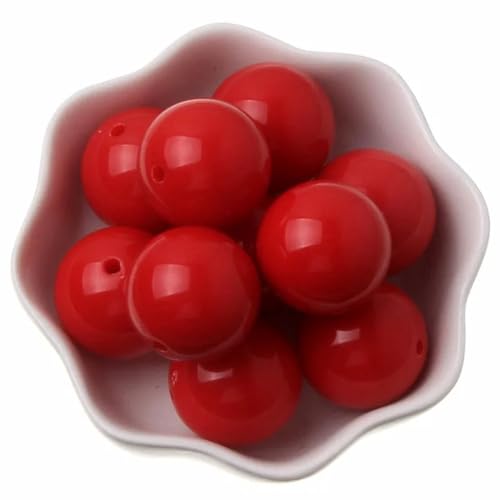 6–20 mm gemischte Acrylperlen, runde Form, Perlen für Schmuckherstellung, handgefertigtes Armband, DIY-Zubehör, Rot, 14 mm, 20 Stück von Generisch