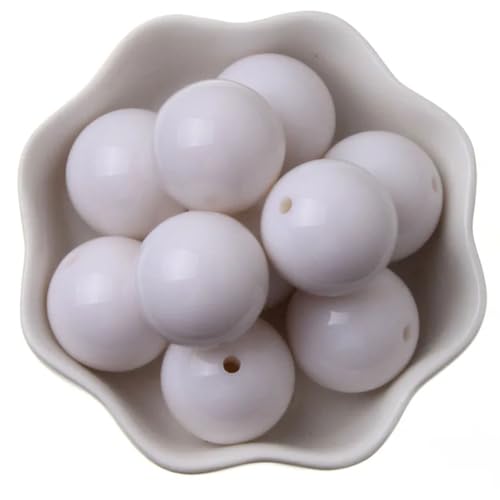 6–20 mm gemischte Acrylperlen, runde Form, Perlen für Schmuckherstellung, handgefertigtes Armband, DIY-Zubehör, Weiß, 10 mm, 50 Stück von Generisch