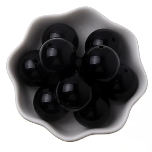 6–20 mm gemischte Acrylperlen, runde Form, Perlen für Schmuckherstellung, handgefertigtes Armband, DIY-Zubehör, schwarz, 16 mm, 15 Stück von Generisch