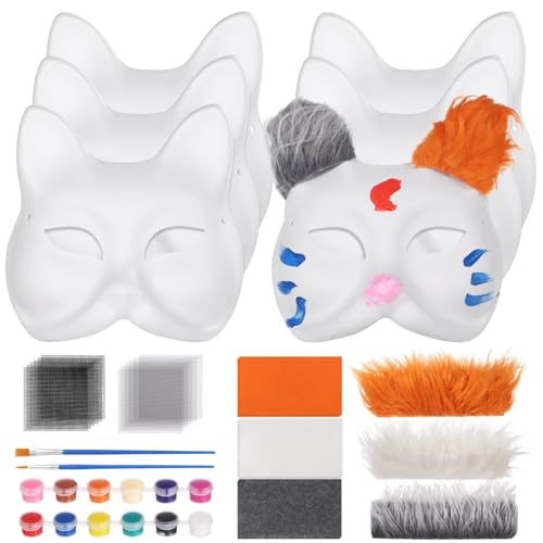 6 Blanko-Bastelmasken zum individuellen Gestalten, ideal für Halloween, Cosplay und Party-Dekoration 6 Blanko-Bastelmasken zum individuellen Gestalten, ideal für Halloween, Cosplay und Party-Dekoration von Generisch
