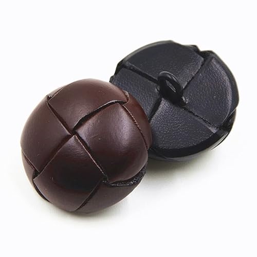 6 Knöpfe aus echtem Leder, 15 mm - 26 mm, schwarzbraune Lederknöpfe, geeignet für Mantel, Wolle, hochwertige Mantelknöpfe (braun, 23 mm) von Generisch