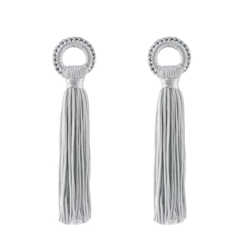 6 Stück 11 cm Polyester-Seidenquasten-Anhänger, gestrickte Ringanhänger für DIY-Näharbeiten, Basteln, Taschen, Dekoration, Heimvorhang(Gray) von Generisch
