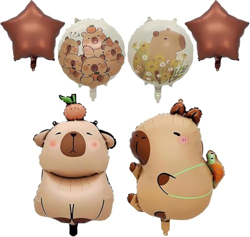 6 Stück Braun Bär Folienballons Set Anime Thema Geburtstag Party Dekorationen für Kinder Niedliche Tierballons für Jungen Mädchen Babyparty Kinderparty Dekor von Generisch