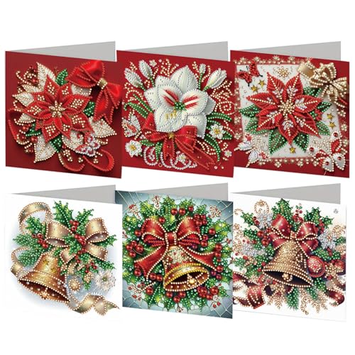 6 Stück DIY Diamant Malerei Weihnachtskarten Set, Weihnachtskarten Diamond Painting, 5D DIY Diamond Kunst Karten Geburtstag Karte, Bastelset für Grußkarten, Weihnachtsdeko Geschenk 6 Stück DIY Diamant Malerei Weihnachtskarten Set, Weihnachtskarten Diamond Painting, 5D DIY Diamond Kunst Karten Geburtstag Karte, Bastelset für Grußkarten, Weihnachtsdeko Geschenk von Generisch