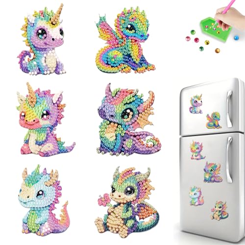6 Stück Diamond Painting Dinosaurier Magnete Kühlschrank,einfache Diamant Malerei Kühlschrankmagnete,Kunsthandwerk für Anfänger und Erwachsene,für Whiteboard,Pinnwand,Kühlschrank,Magnettafel 6 Stück Diamond Painting Dinosaurier Magnete Kühlschrank,einfache Diamant Malerei Kühlschrankmagnete,Kunsthandwerk für Anfänger und Erwachsene,für Whiteboard,Pinnwand,Kühlschrank,Magnettafel von Generisch