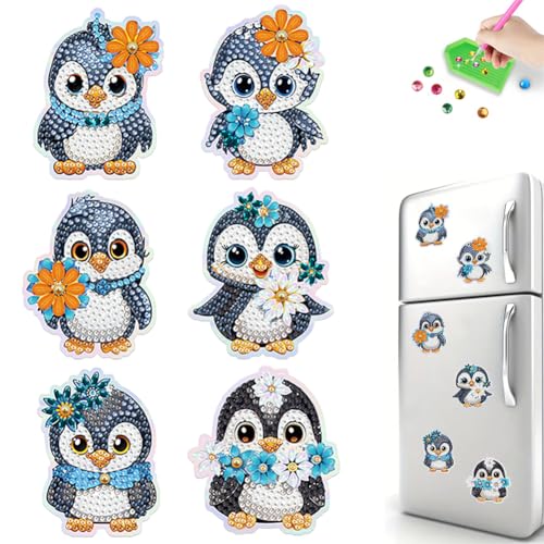 6 Stück Diamond Painting Magnete Kühlschrank Set,einfache Pinguin Diamant Malerei Kühlschrankmagnete,Kunsthandwerk für Anfänger und Erwachsene,für Whiteboard,Pinnwand,Kühlschrank,Magnettafel 6 Stück Diamond Painting Magnete Kühlschrank Set,einfache Pinguin Diamant Malerei Kühlschrankmagnete,Kunsthandwerk für Anfänger und Erwachsene,für Whiteboard,Pinnwand,Kühlschrank,Magnettafel von Generisch