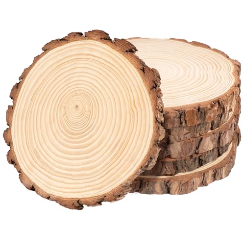 Holzscheiben ohne Loch, Holzscheiben zum Basteln, 6er Set Unvollendete Holzkreise 18-20cm, Runde Holzstücke 1,5cm Dick, Holzscheiben Deko, Baumscheiben Große für DIY-Basteleien von Generisch