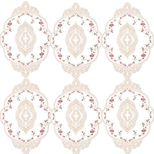 6 Stück Spitzenstickerei Häkelblume Tischläufer Vintage Aristokratische Stickerei Untersetzer für Tee Set Dekoration, geeignet für Hochzeit Nachmittag Tee Geburtstag Party Prinzessin Party Verwendung von Generisch