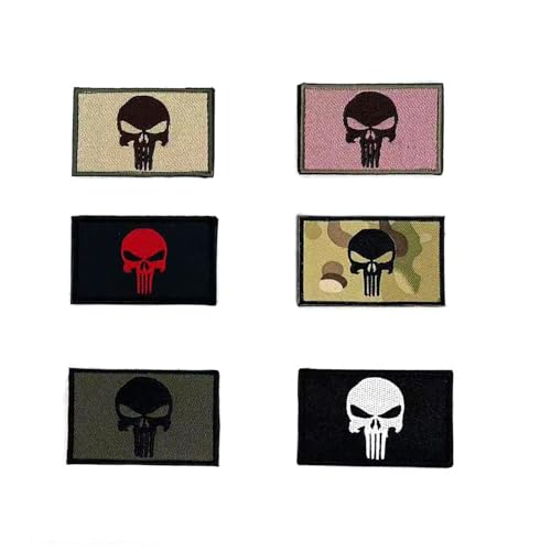 6 Taktische Abzeichen Punisher | Totenkopf Gestickt | Klettverschluss | Für Taschen/Weste 6 Taktische Abzeichen Punisher | Totenkopf Gestickt | Klettverschluss | Für Taschen/Weste von Generisch
