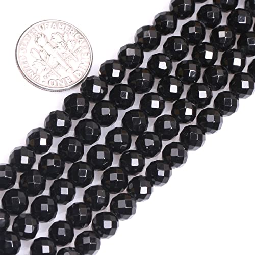 6 mm schwarze Achat-Perlen (32 Gesichter), Naturstein, runde Halbedelstein-Perlen, lose Perlen für Schmuckherstellung, 38,1 cm, Perlenstrang, DIY, Handarbeit, Bastelbedarf, Eu9-k10600 von Generisch