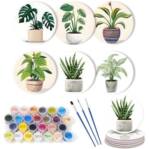 6-teiliges Malen-nach-Zahlen-Untersetzer-Set mit Halter, DIY Malen nach Zahlen, Untersetzer für Erwachsene und Anfänger, Untersetzer mit Pinseln, Acrylfarbe, Malen nach Zahlen, Bastelbedarf, 07 6-teiliges Malen-nach-Zahlen-Untersetzer-Set mit Halter, DIY Malen nach Zahlen, Untersetzer für Erwachsene und Anfänger, Untersetzer mit Pinseln, Acrylfarbe, Malen nach Zahlen, Bastelbedarf, 07 von Generisch