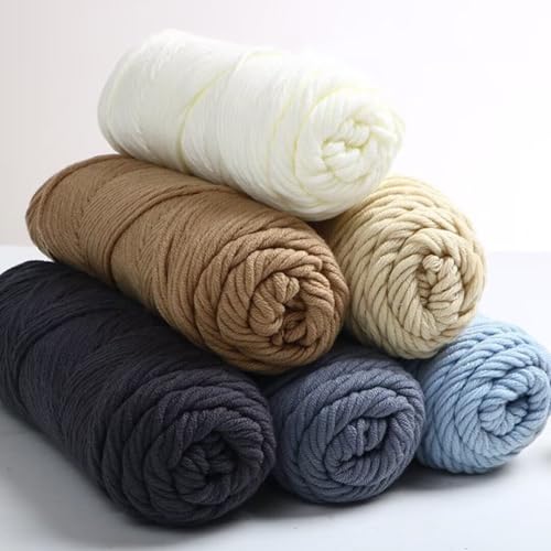 6 x 100 g Knäuel mit verschiedenen Tufting-Garnen, farbiges Milch-Baumwollgarn, 8-fädiges Strickgarn für Tuftingpistole und Stanznadel, 3 mm Häkelnadel-Garn für Teppich/Pullover/Schal von Generisch