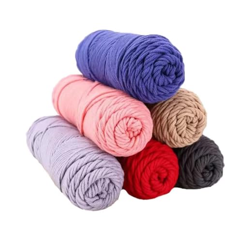 6 x 100 g Knäuel mit verschiedenen Tufting-Garnen, farbiges Milch-Baumwollgarn, 8-fädiges Strickgarn für Tuftingpistole und Stanznadel, 3 mm Häkelnadel-Garn für Teppich/Pullover/Schal von Generisch