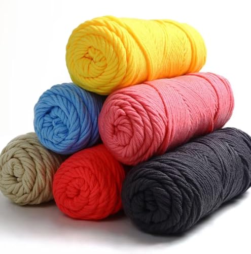 6 x 100 g Knäuel mit verschiedenen Tufting-Garnen, farbiges Milch-Baumwollgarn, 8-fädiges Strickgarn für Tuftingpistole und Stanznadel, 3 mm Häkelnadel-Garn für Teppich/Pullover/Schal von Generisch