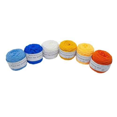 6 x 100 g Knäuel mit verschiedenen Tufting-Garnen, farbiges Poly- und Baumwollgarn, 8-fädiges Strickgarn für Tuftingpistole und Stanznadel, 5 mm Häkelnadel-Garn für Teppich/Pullover/Schal von Generisch