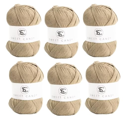 6 x 100 g Knäuel sortiertes Acrylgarn, farbiges Milch-Baumwollgarn, 5-lagiges Strickgarn für Stanznadel, 2 mm Häkelnadel-Garn für Pullover/Schal von Generisch