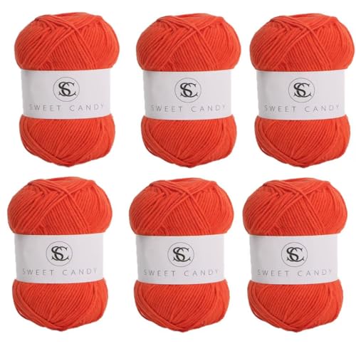 6 x 100 g Knäuel sortiertes Acrylgarn, farbiges Milch-Baumwollgarn, 5-lagiges Strickgarn für Stanznadel, 2 mm Häkelnadel-Garn für Pullover/Schal von Generisch