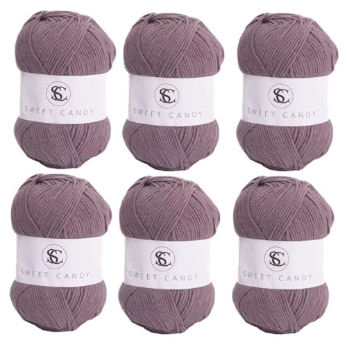 6 x 100 g Knäuel sortiertes Acrylgarn, farbiges Milch-Baumwollgarn, 5-lagiges Strickgarn für Stanznadel, 2 mm Häkelnadel-Garn für Pullover/Schal von Generisch