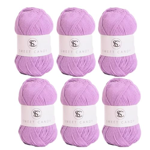 6 x 100 g Knäuel sortiertes Acrylgarn, farbiges Milch-Baumwollgarn, 5-lagiges Strickgarn für Stanznadel, 2 mm Häkelnadel-Garn für Pullover/Schal von Generisch