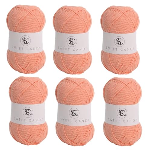 6 x 100 g Knäuel sortiertes Acrylgarn, farbiges Milch-Baumwollgarn, 5-lagiges Strickgarn für Stanznadel, 2 mm Häkelnadel-Garn für Pullover/Schal von Generisch