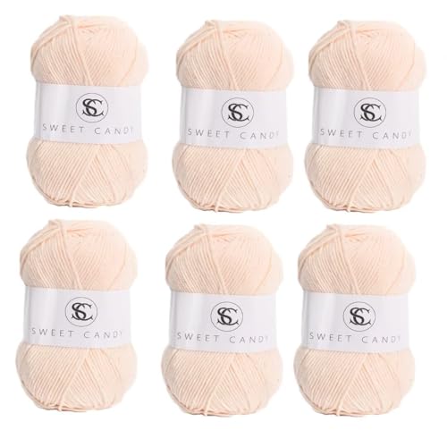 6 x 100 g Knäuel sortiertes Acrylgarn, farbiges Milch-Baumwollgarn, 5-lagiges Strickgarn für Stanznadel, 2 mm Häkelnadel-Garn für Pullover/Schal von Generisch