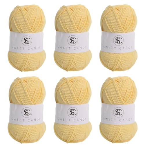 6 x 100 g Knäuel sortiertes Acrylgarn, farbiges Milch-Baumwollgarn, 5-lagiges Strickgarn für Stanznadel, 2 mm Häkelnadel-Garn für Pullover/Schal von Generisch