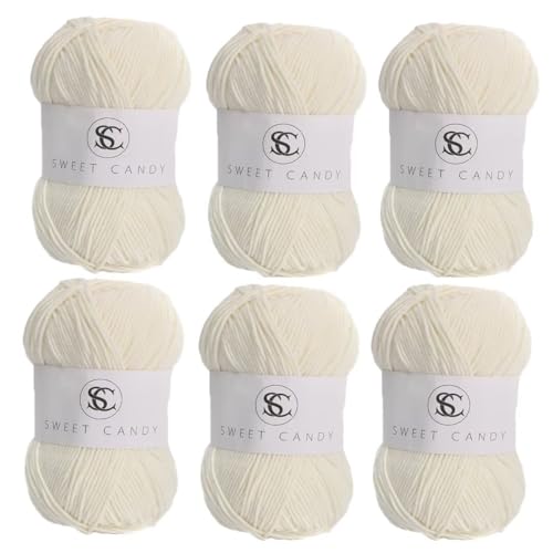 6 x 100 g Knäuel sortiertes Acrylgarn, farbiges Milch-Baumwollgarn, 5-lagiges Strickgarn für Stanznadel, 2 mm Häkelnadel-Garn für Pullover/Schal von Generisch