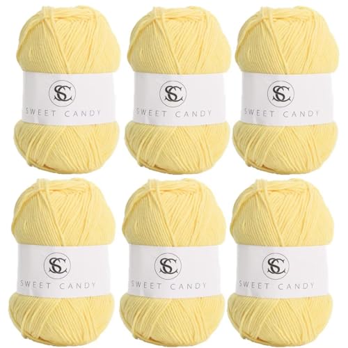 6 x 100 g Knäuel sortiertes Acrylgarn, farbiges Milch-Baumwollgarn, 5-lagiges Strickgarn für Stanznadel, 2 mm Häkelnadel-Garn für Pullover/Schal von Generisch