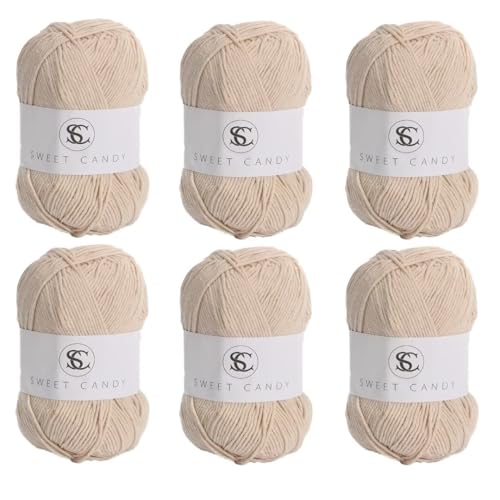 6 x 100 g Knäuel sortiertes Acrylgarn, farbiges Milch-Baumwollgarn, 5-lagiges Strickgarn für Stanznadel, 2 mm Häkelnadel-Garn für Pullover/Schal von Generisch