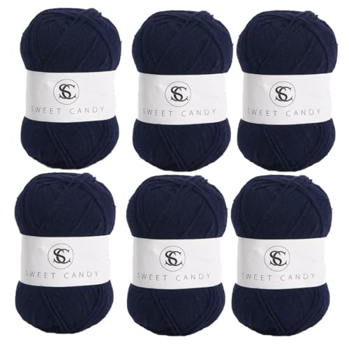 6 x 100 g Knäuel sortiertes Acrylgarn, farbiges Milch-Baumwollgarn, 5-lagiges Strickgarn für Stanznadel, 2 mm Häkelnadel-Garn für Pullover/Schal von Generisch