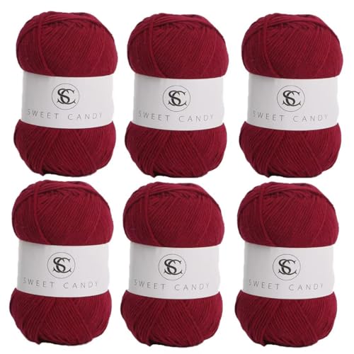 6 x 100 g Knäuel sortiertes Acrylgarn, farbiges Milch-Baumwollgarn, 5-lagiges Strickgarn für Stanznadel, 2 mm Häkelnadel-Garn für Pullover/Schal von Generisch