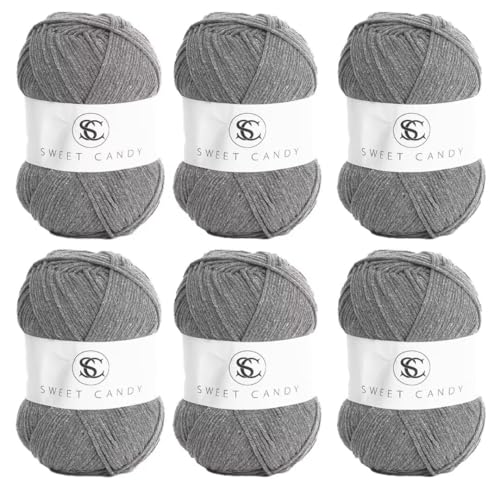 6 x 100 g Knäuel sortiertes Acrylgarn, farbiges Milch-Baumwollgarn, 5-lagiges Strickgarn für Stanznadel, 2 mm Häkelnadel-Garn für Pullover/Schal von Generisch