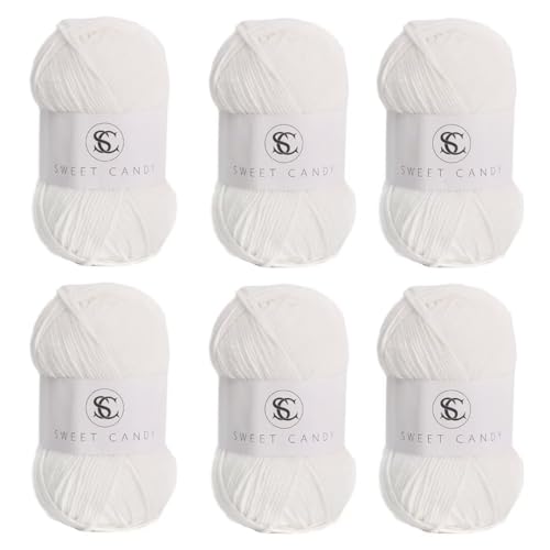 6 x 100 g Knäuel sortiertes Acrylgarn, farbiges Milch-Baumwollgarn, 5-lagiges Strickgarn für Stanznadel, 2 mm Häkelnadel-Garn für Pullover/Schal von Generisch